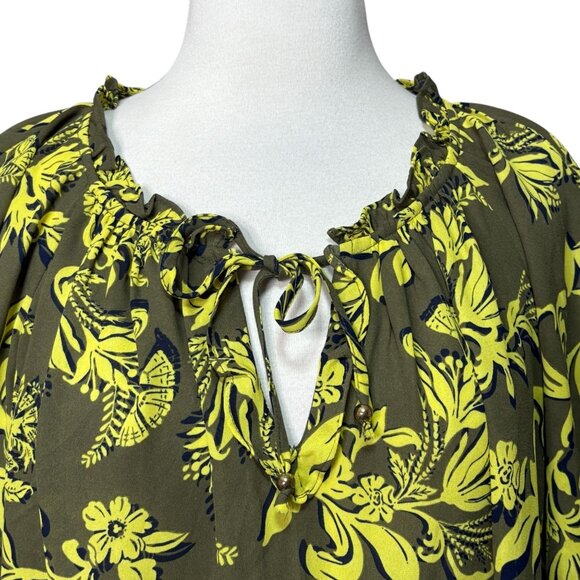 Liz Claiborne Womens Plus Size Blouse Green Print Size 2X - Picture 5 of 8